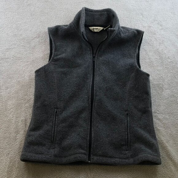 Eddie Bauer Women Vest Jacket Medium Full Zip Polartec Stand Up Collar Cozy Gray - Picture 13 of 14